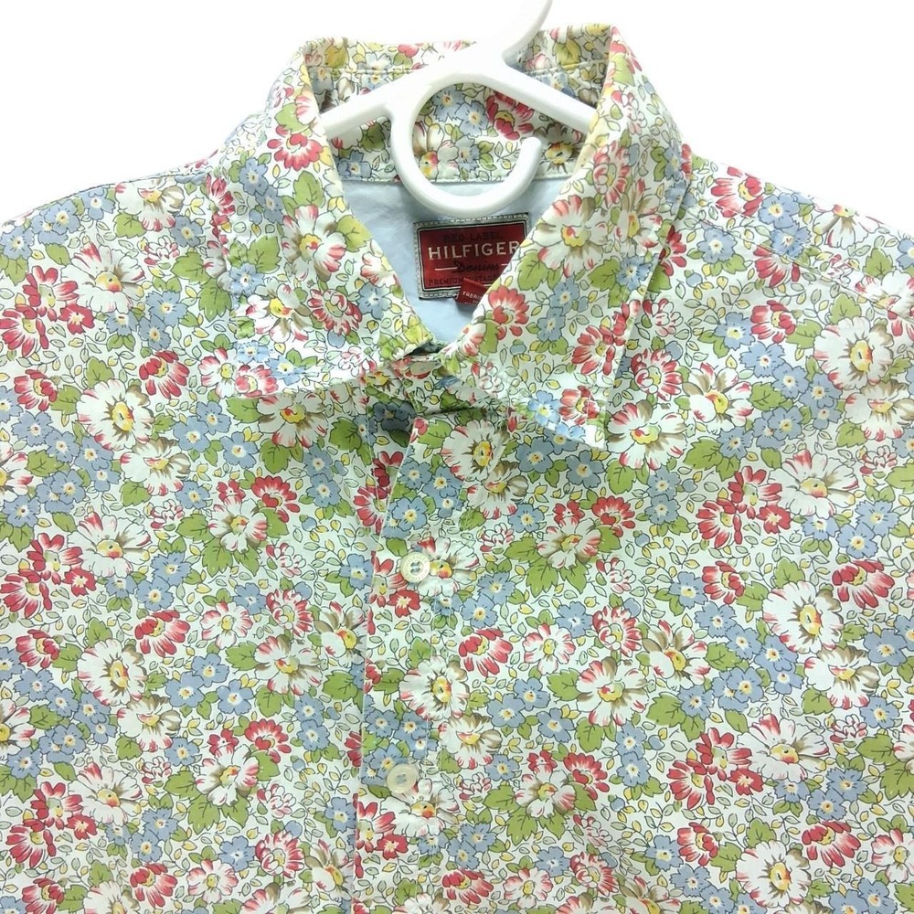 Tommy Hilfiger Red Label Denim Women Floral Button Up Shirt Medium Multi Color
